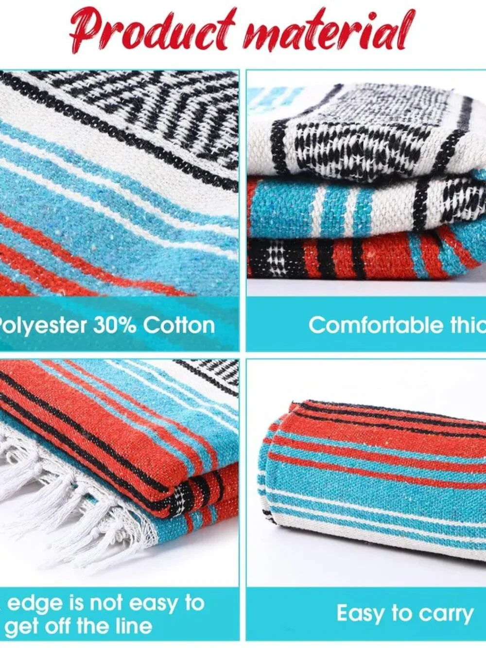 Mexican Blanket Woven Authentic Falsa Throw 45 x 70 Inch – Authentic Baja Serape_6